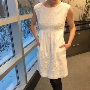 J Crew White Frock Dress with Pockets!